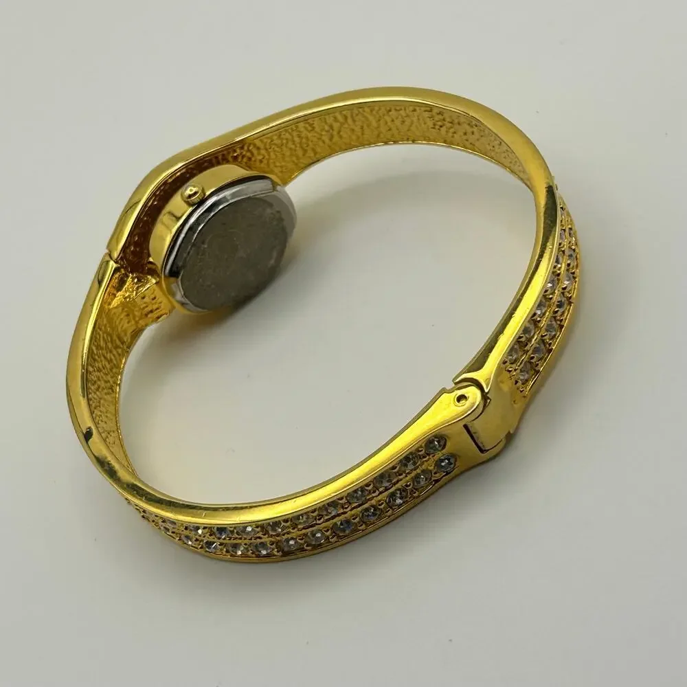 Xanadu Gold Tone Mother Pearl Rhinestones Accents Women’s Watch  New Battery